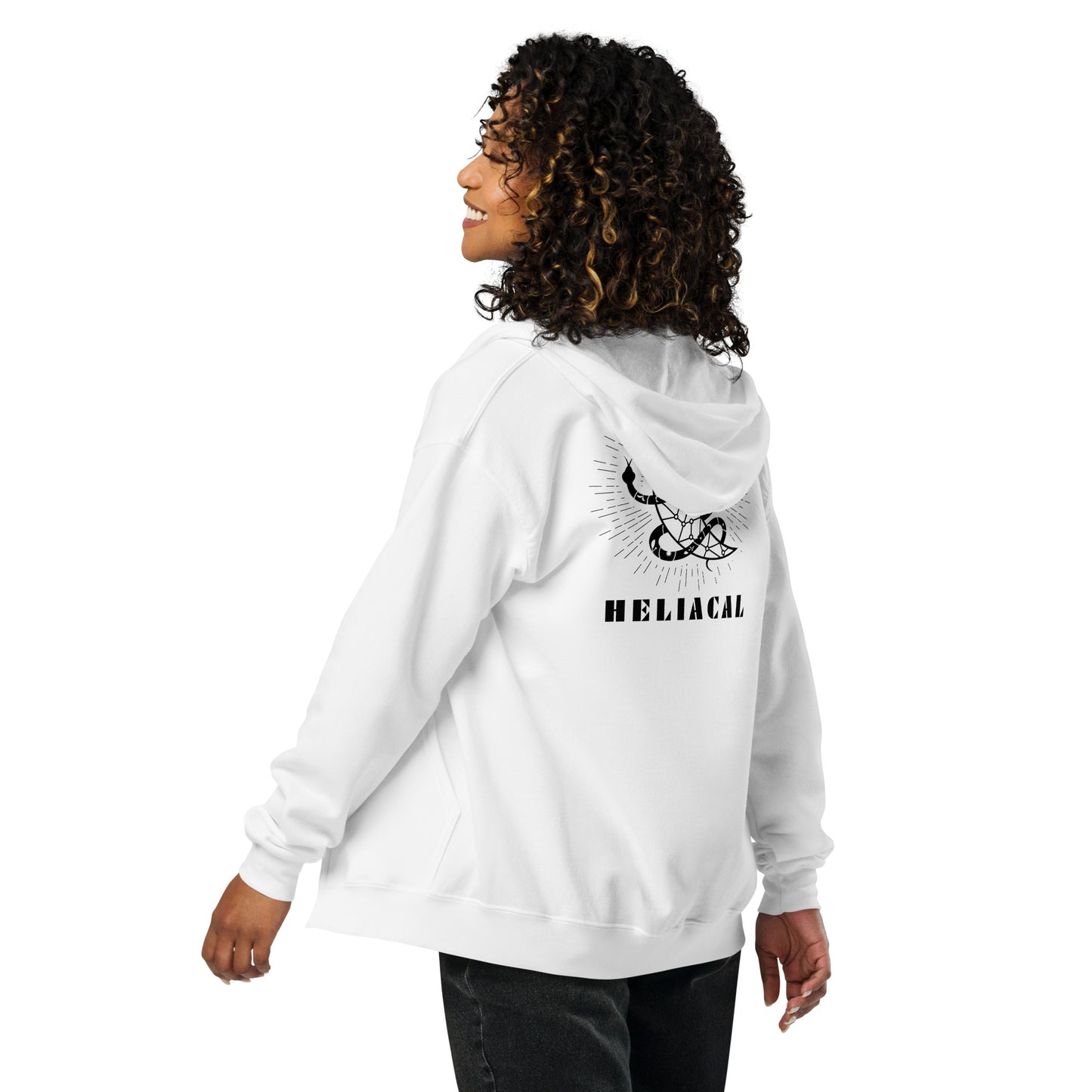 Celestial Heliacal Glow Heavy Harmony Fusion Zip Hoodie - White - FLAKOUT