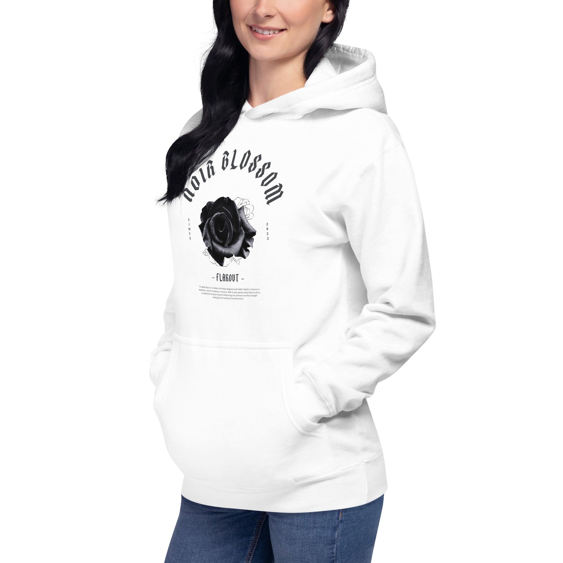 Noir Blossom Unisex Hoodie - FLAKOUT