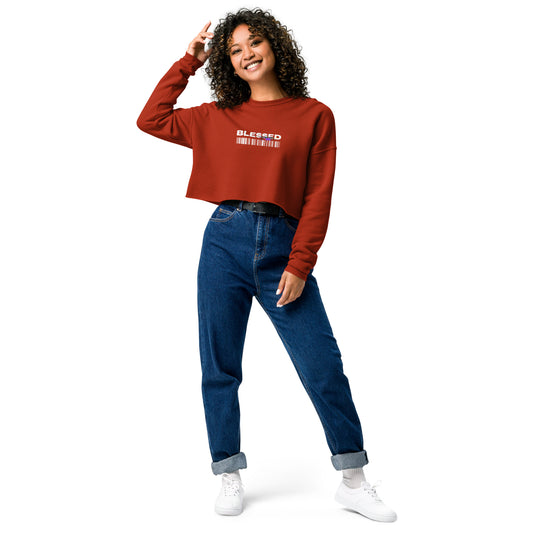 Divine Grace Blessed Women's Crop Sweatshirt - Brick - FLAKOUT