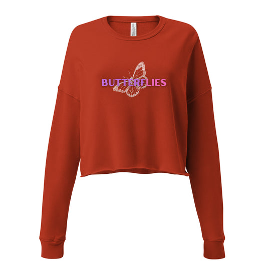 Whispers Of Wings Butterflies Women's Crop Sweatshirt - Brick - FLAKOUT