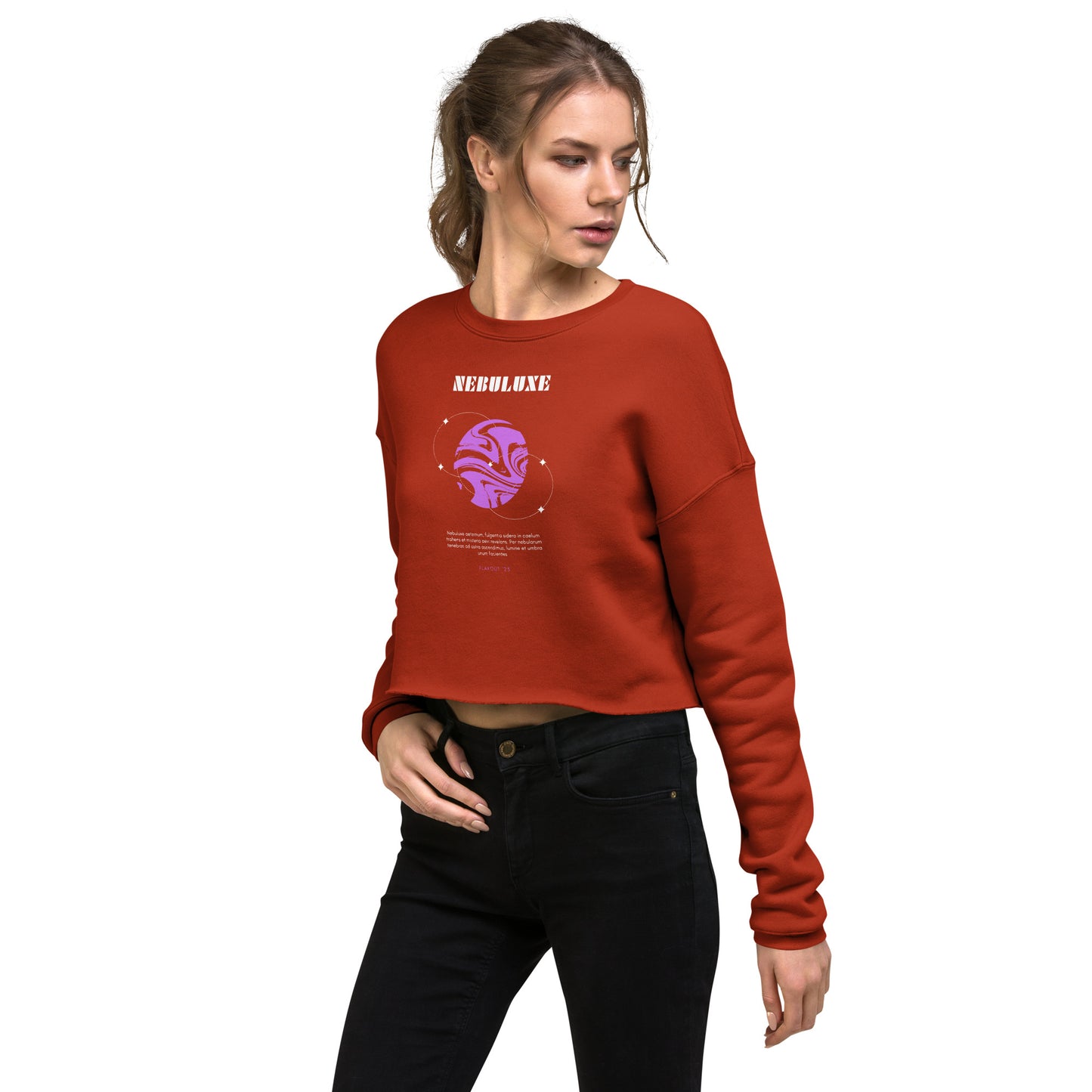 Nebuluxe Brilliance Women's Crop Sweatshirt - Brick - FLAKOUT