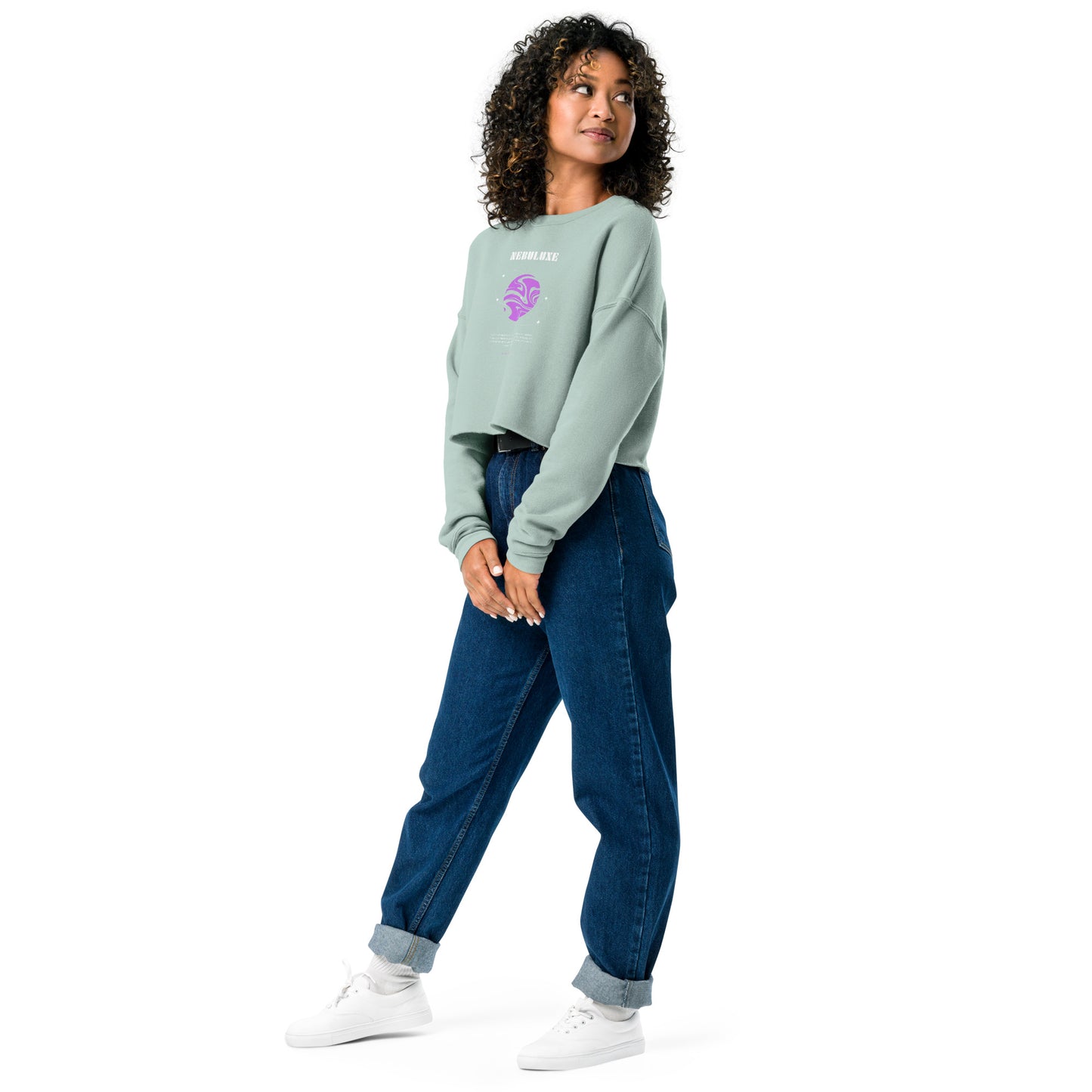 Nebuluxe Brilliance Women's Crop Sweatshirt - Dusty Blue - FLAKOUT