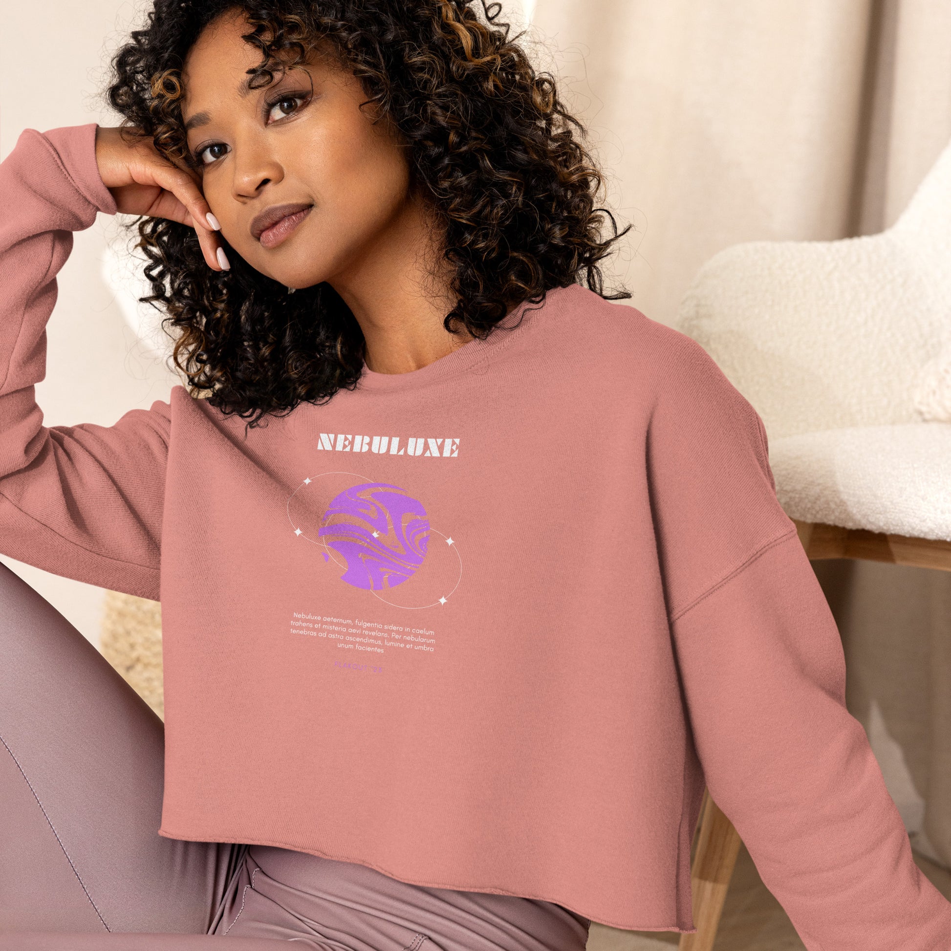 Nebuluxe Brilliance Women's Crop Sweatshirt - Mauve - FLAKOUT