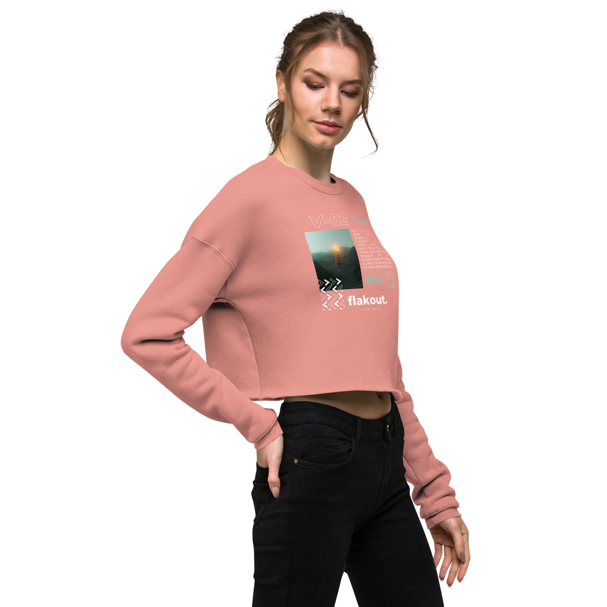 Fly High Voyager Women's Crop Sweatshirt - Mauve - FLAKOUT