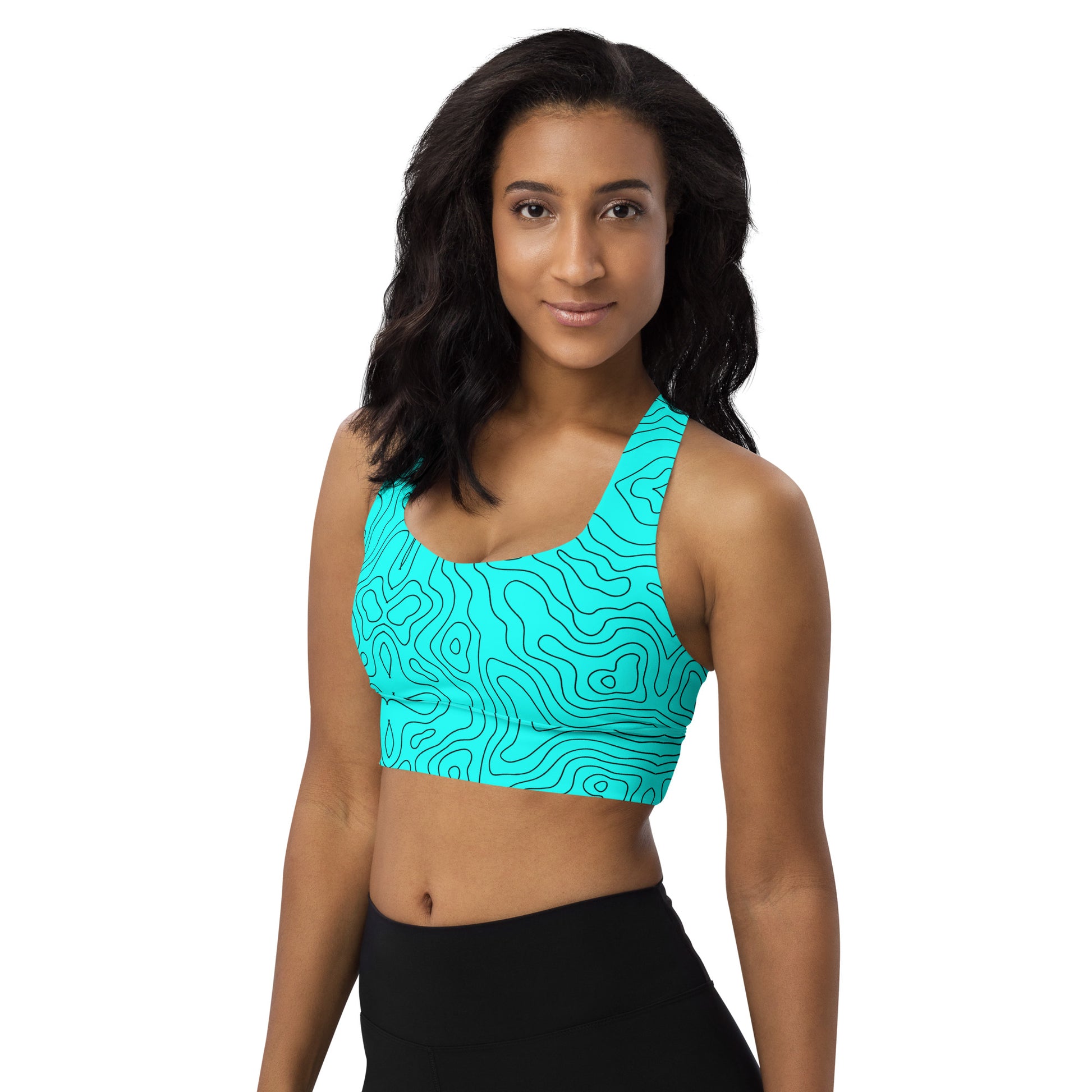 Blue Abyss Women's Longline Sports Bra - FLAKOUT