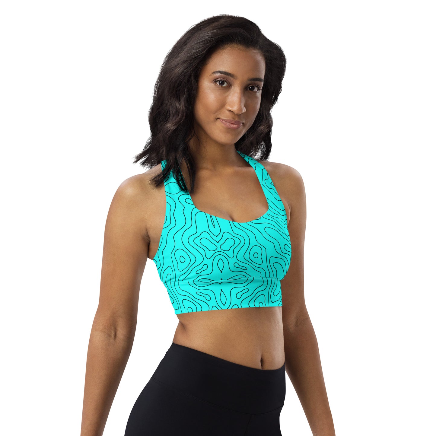 Blue Abyss Women's Longline Sports Bra - FLAKOUT